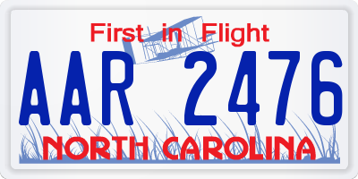 NC license plate AAR2476