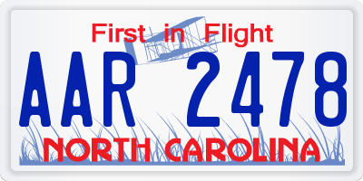 NC license plate AAR2478