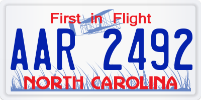 NC license plate AAR2492
