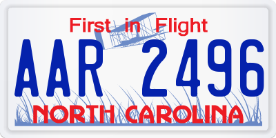 NC license plate AAR2496