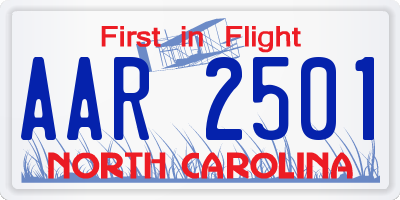 NC license plate AAR2501