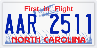 NC license plate AAR2511