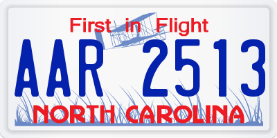 NC license plate AAR2513