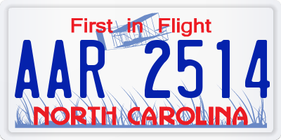 NC license plate AAR2514