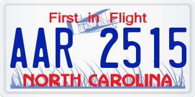 NC license plate AAR2515