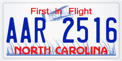 NC license plate AAR2516
