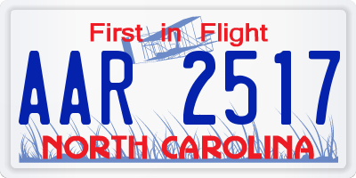 NC license plate AAR2517