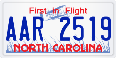 NC license plate AAR2519