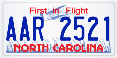 NC license plate AAR2521
