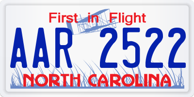 NC license plate AAR2522