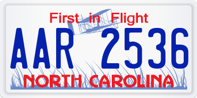 NC license plate AAR2536