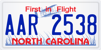 NC license plate AAR2538