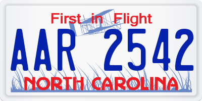 NC license plate AAR2542