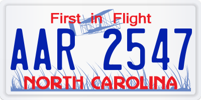 NC license plate AAR2547