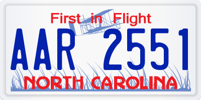 NC license plate AAR2551