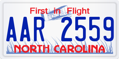 NC license plate AAR2559