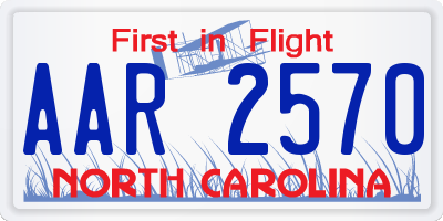 NC license plate AAR2570