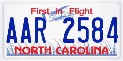 NC license plate AAR2584