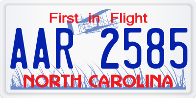 NC license plate AAR2585