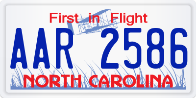 NC license plate AAR2586