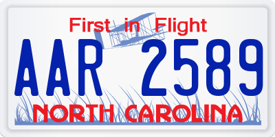 NC license plate AAR2589