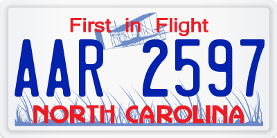 NC license plate AAR2597