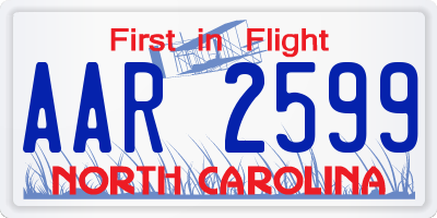 NC license plate AAR2599