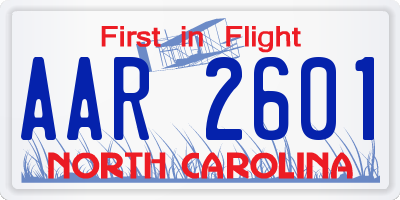 NC license plate AAR2601