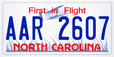 NC license plate AAR2607