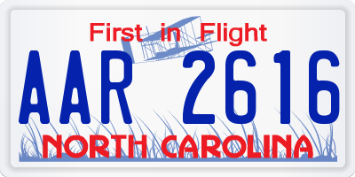NC license plate AAR2616