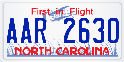 NC license plate AAR2630