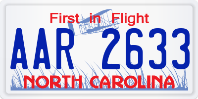 NC license plate AAR2633