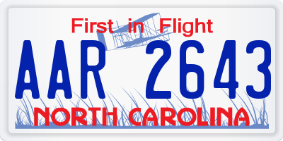 NC license plate AAR2643