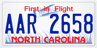 NC license plate AAR2658
