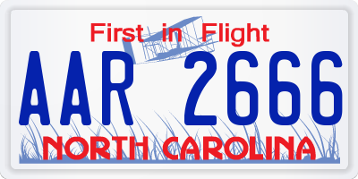 NC license plate AAR2666