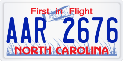 NC license plate AAR2676