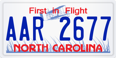 NC license plate AAR2677