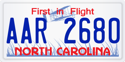 NC license plate AAR2680