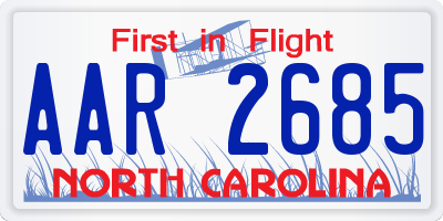 NC license plate AAR2685
