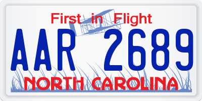 NC license plate AAR2689