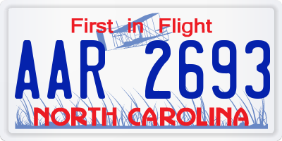 NC license plate AAR2693