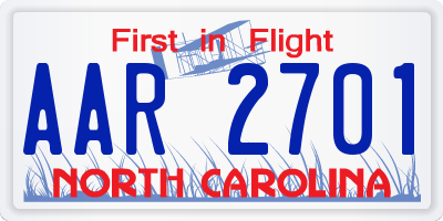 NC license plate AAR2701