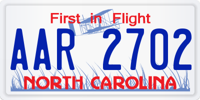 NC license plate AAR2702