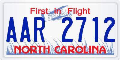 NC license plate AAR2712