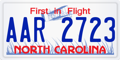 NC license plate AAR2723