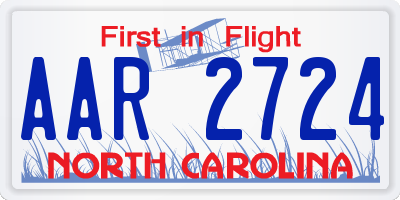 NC license plate AAR2724