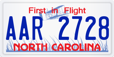 NC license plate AAR2728