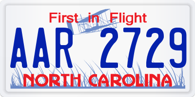NC license plate AAR2729