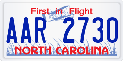 NC license plate AAR2730