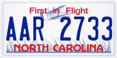 NC license plate AAR2733